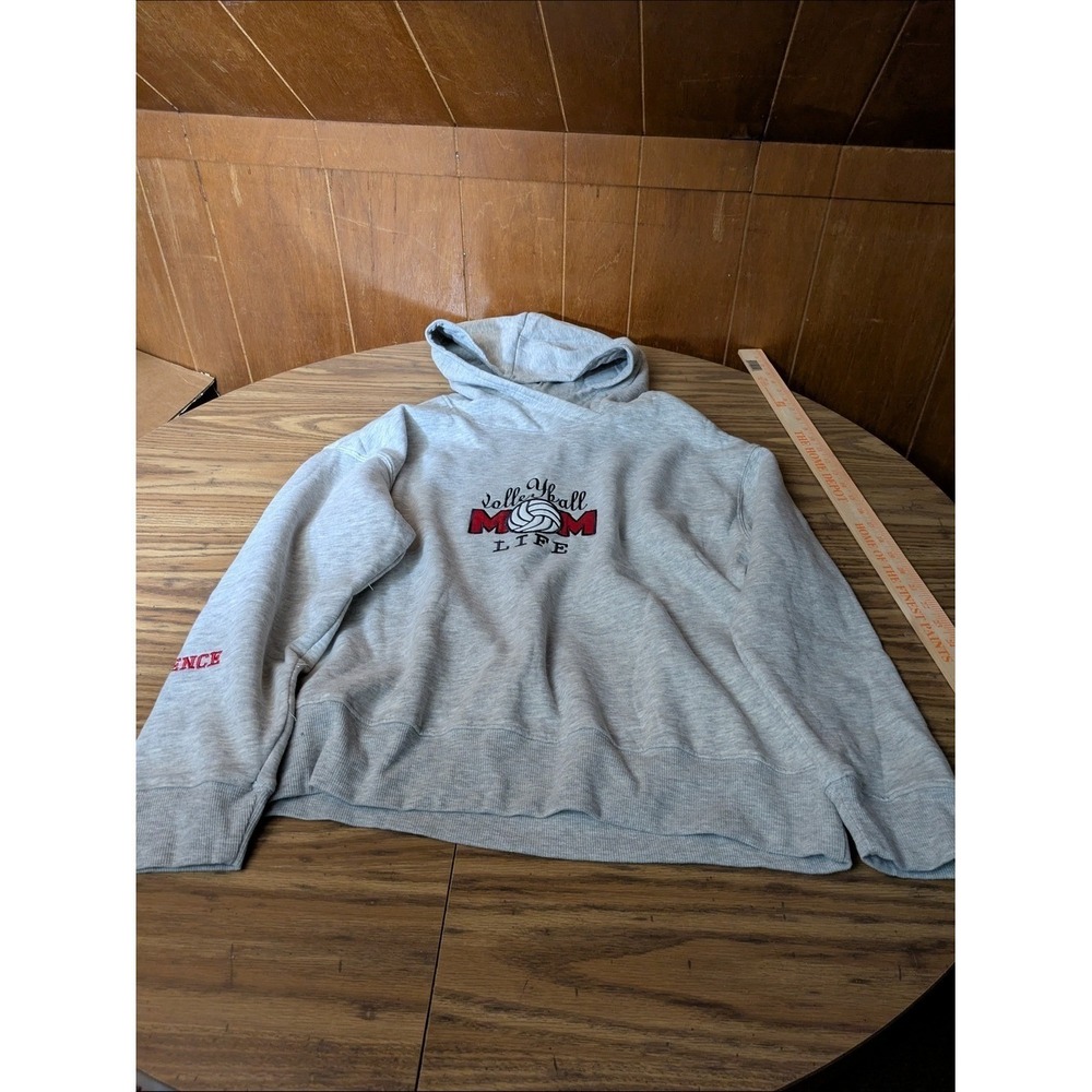 Just Be Volleyball Mom Life Gray Oversized Hoodie 2XL Pullover Sweatshirt